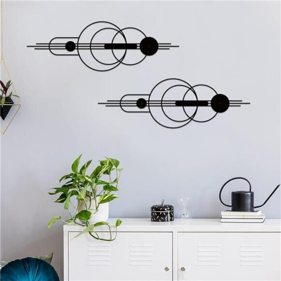 Metal Abstract Wall Art Set Modern Minimalist Geometric Decor for Bedroom - Picture 1 of 7